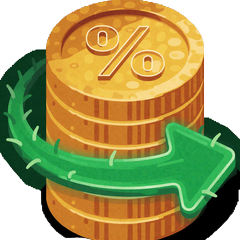 Goldm&uuml;nzen mit gr&uuml;nem R&uuml;ckpfeil als Icon f&uuml;r den 25 Prozent Live Cashback