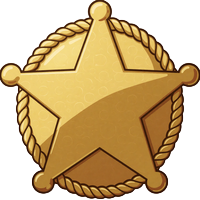 Goldener Sheriff-Stern mit Seilbord&uuml;re f&uuml;r VIP Level 3 im Lizaro Casino