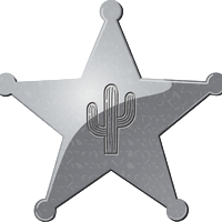 Silberner Sheriff-Stern mit Kaktus f&uuml;r VIP Level 2 im Lizaro Casino