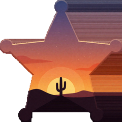 Sheriff-Stern mit Sonnenuntergang als Icon f&uuml;r den Weekend Reload Bonus