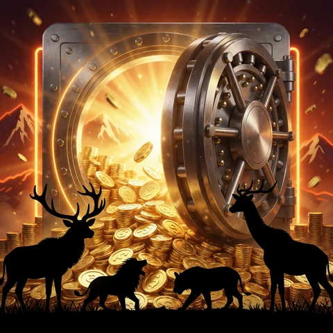 Progressiver Jackpot-Tresor mit Goldm&uuml;nzen - Mega Moolah in der Lizaro Jackpot Lobby