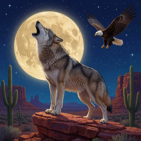 Wolf Gold Slot-Artwork mit heulendem Wolf vor Vollmond - RTP 96,01% bei Lizaro