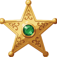 Goldener Sheriff-Stern mit Smaragd f&uuml;r VIP Level 4 im Lizaro Casino